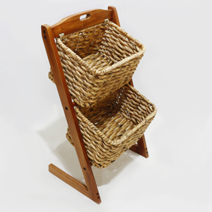 Harmonie naturelle Caddy de rangement solide à 3 niveaux Support de rangement de sol en vigne tissé en bois Organisateur multicouche pour jouets artisanaux - Product Image 5