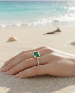 Lab Grown Emerald <b>Ring</b> 925 Sterling Silver White AD Accent Stone Women Jewelry 925 sterling silver emerald <b>ring</b> silver gemstone - Product Image 2