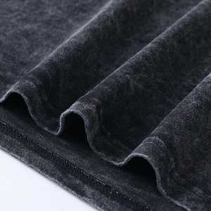 เสื้อยืดผ้าฝ้ายผู้ชายลายพื้นเรียบแบบวินเทจเสื้อยืดผ้าฝ้ายฟอกสีกรดออกแบบโลโก้ได้ตามต้องการบริการ OEM & ODM - Product Image 4