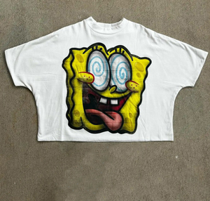 High Quality 100% Cotton Seamless T-shirt 280g Drop Shoulder Raw Hem Thick Collar Men <b>Tshirt</b> Oversized Boxy Fit t Shirt - Product Image 3