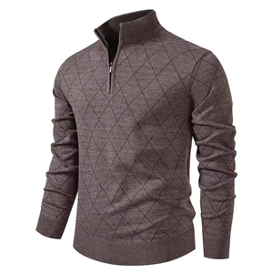 Pull en maille épaisse et côtelée pour homme, personnalisé, pour l'hiver, en polyester/coton, anti-boulochage, respirant, avec logo sur le devant - Product Image 3