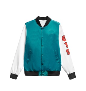Venta al por mayor de los hombres de satén de algodón personalizado abrigo de béisbol en blanco con capucha Varsity Jacket Custom Logo Men Jacket For Men - Product Image 5