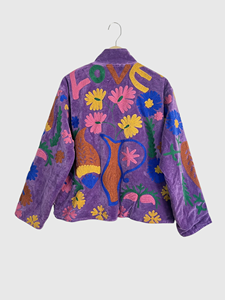 Veste en lin brodée à fleurs, col montant, manches longues, style Prairie Chic, vêtements de printemps pour femmes - Product Image 2