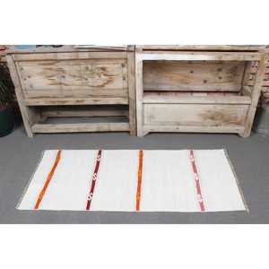 Tapis vintage 1,7 x 3,9 pieds, petit tapis turc, tapis en laine camouflage blanc - Product Image 2