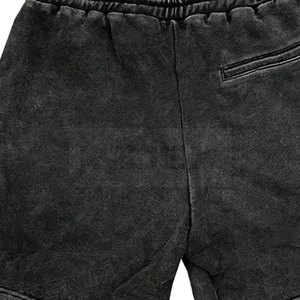 Short de couleur unie délavé à l'acide 100% coton confortable taille élastique vêtements d'été style rue haute Offre Spéciale pour adultes - Product Image 6