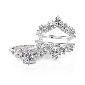 Ensemble de bagues éternité interchangeables Jeulia - Coupe Radiant en argent sterling - Cadeau d'anniversaire - Product Image 4