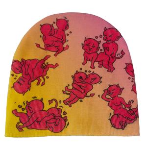 หมวกไหมพรมดีไซน์ขายส่ง สไตล์โกธิค สำหรับฤดูหนาว พร้อมพิมพ์ลายโลโก้แบบจาการ์ดทั่วทั้งใบหมวกตามสั่ง - Product Image 3