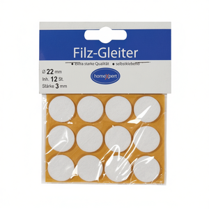 Deslizadores de Fieltro Autoadhesivos Blancos de 22 mm, Juego de 12 Piezas por Tarjeta SB, para Alfombras y Protectores - Product Image 2