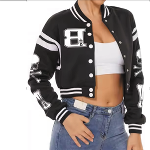 Veste de Baseball décontractée à manches longues veste universitaire respirante pour femmes bloc de couleur Vintage boutonné Bomber vestes - Product Image 4