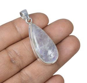 สีขาว Rainbow มูนสโตน 925 เงินสเตอร์ลิงจี้รูปไข่จี้เครื่องประดับทําด้วยมือ Rainbow มูนสโตนของขวัญสําหรับครบรอบ - Product Image 1