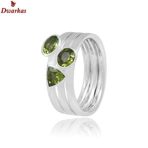 Venta al por mayor auténtica Plata de Ley 925 peridoto piedra preciosa anillo apilable joyería para mujer anillo - Product Image 2