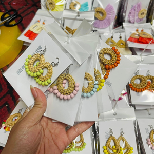 Pendientes de gancho de oreja de ratán de arte popular clásico artesanías de mimbre de playa de nueva moda hechos a mano para mujer Popular vacaciones de verano directo - Product Image 5