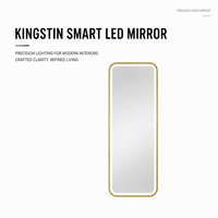 Kingstin Grand Miroir Mural LED Doré, 3 Couleurs, Tactile, Sur Mesure pour Chambre et Dressing