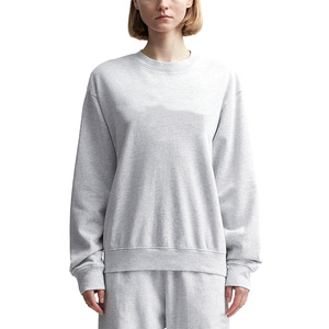 Nuevo invierno mujer Casual deportes de manga larga talla grande Color sólido impreso cuello redondo sudaderas 100% algodón de alta calidad - Product Image 5