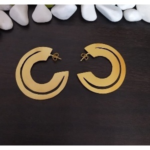 Boucles d'oreilles créoles tendance en alliage de cuivre plaqué or pour homme et femme, idéales pour les soirées - Product Image 1
