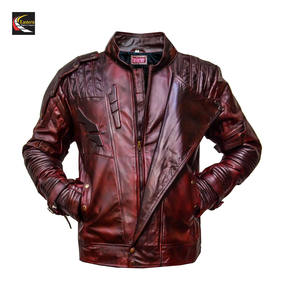 Venta caliente para hombre estrella Halloween Cosplay abrigo venta al por mayor chaqueta de cuero de imitación granate desgastado - Product Image 6