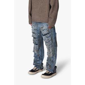 กางเกงยีนส์ทรงหลวมพิเศษ ผ้าฝ้าย 100% ตะเข็บในแบบยาวพิเศษ - Product Image 1