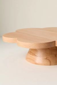 Support à gâteau en bois artisanal en forme de fleur, support de présentation de dessert en bois naturel pour boulangerie, mariage, décoration de la maison et cadeaux - Product Image 2