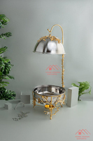 Plat de service en laiton fait main avec motif floral, chauffe-plat de luxe