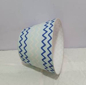 Abat-jour de lampe de table en tissu de lin bleu et blanc de qualité supérieure, doux, avec clip papillon pour support d'ampoule, couvre-lampe moderne - Product Image 3