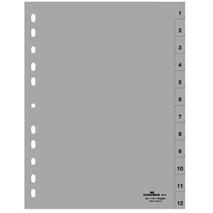 Durable DIN <b>A4</b> 1-12 Polypropylene Grey Number Register File <b>Folder</b> Accessories - Product Image 1