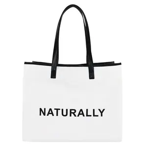 Customize recycled cotton canvas material large capacity grocery shopping shoulder go-to everyday bag