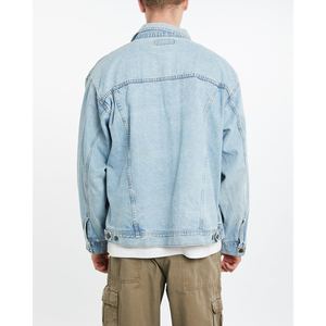 Veste en jean pour homme tendance, lavée, col montant, boutonnée, décontractée, pour moto - Product Image 2