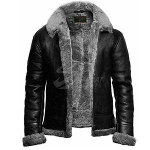 High Quality <b>Shearling</b> Leather <b>Jacket</b> Customized Logo Design Winter <b>Jacket</b> Fashion Clothing <b>Shearling</b> Leather <b>Jacket</b> <b>For</b> <b>Men</b> - Product Image 1