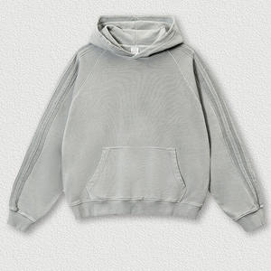 Sweats à capuche surdimensionnés personnalisés délavés à l'acide, logo personnalisé, poids lourd, coton tricoté de haute qualité pour hommes, pull-over 300 g/m², respirant pour l'automne - Product Image 4