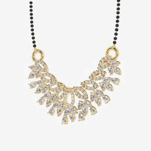 Women's 18K Gold Mangalsutra <b>Necklace</b> with Round & Pear Cut Moissanite Diamond Elegant Jewelry - Product Image 2