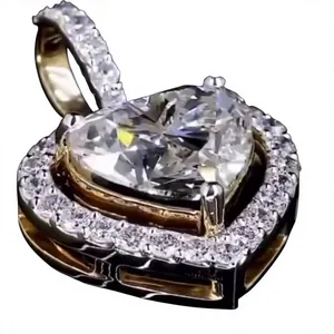 Pendentif solitaire en diamant taille cœur avec chaîne en or jaune 14 carats, bijoux de fiançailles classiques pour femmes, charmes pour tous les jours - Product Image 3