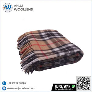Manta polar de lana de primera calidad, manta con patrón de cuadros, manta de tartán de lana Thomson de camello - Product Image 6