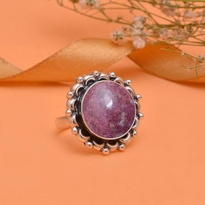 Anillo DE BODA indio para niñas, anillo de piedras preciosas, Plata de Ley 925, lujosa piedra preciosa de thulita, anillo hecho a mano, joyería de sello 925 - Product Image 3
