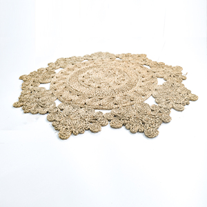 Alfombra de paja de rafia de forma irregular trenzada a mano para interiores de casas alfombras de centro de algas marinas naturales - Product Image 3