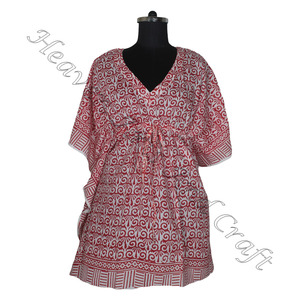Caftan indien imprimé en coton fait à la main Kaftan KFCS125 Abaya Kaftan Caftan arabe Jalabiya Dubai Fashion Hand Block Print - Product Image 3