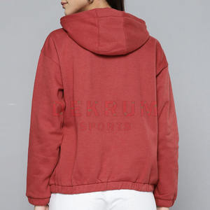 Sudadera Larga de Invierno para Mujer, Color Sólido, Personalizada OEM 2026, MOQ Bajo, Tejido de Punto, Estilo Deportivo, con Logotipo Frontal Impreso, en Venta - Product Image 3