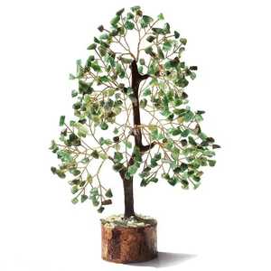 Venta al por mayor Aventurina verde natural pulida 300 Chips Árbol de cristal Feng Shui Bonsai Estatuilla Árbol de cristal para la India - Product Image 1