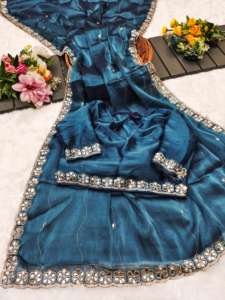 Boutique indienne la plus vendue élégante et élégante fantaisie saree tissu visqueux séquence exclusive travail Sari Blouse fantaisie vêtements ethniques - Product Image 6