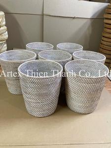 Rattan Wastebasket High-Quality Rattan <b>Bins</b> Basket Rustic & Boho Decor Organizer From Vietnam - Product Image 2