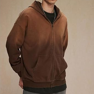 Sudadera Unisex con Cremallera, Estilo Holgado, Vintage, Lavado Ácido, Felpa, 100% Algodón, Diseño Liso, Invierno, Ecológica, Estilo Urbano - Product Image 5