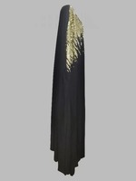 Robes de soirée élégantes pour femmes Robes maxi à manches chauve-souris Nouvelle mode Loose Rhinestone Round Neck Casual Black Robe