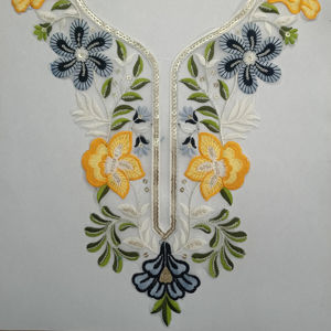 Hermosos parches bordados cuello en tela de red con lentejuelas para blusa sari y Kurti para sastrería de boutique - Product Image 1