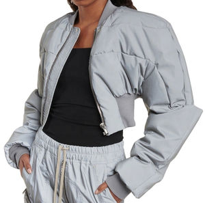 แจ็คเก็ตบอมเบอร์บุนวมสำหรับผู้หญิงแจ็คเก็ตบอมเบอร์แบบมีซิปมีกระเป๋าสำหรับฤดูหนาว - Product Image 2