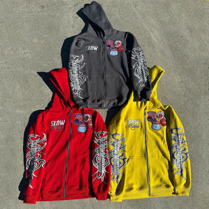 OEM personalizado de alta calidad Streetwear sudor deporte Digital impreso hombres Zip up Sudadera con capucha parches bordados para hombres sudadera - Product Image 4