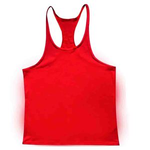 <b>Red</b> <b>Men's</b> Tank <b>Top</b> Racerback Cotton Blend Gym Workout Singlet Custom Logo O-Neck Sports Vest - Product Image 1