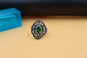 แหวนหมั้นแต่งงานแบบเงินสเตอร์ลิงทันสมัยสำหรับผู้หญิงแหวนเพทายสีเขียวหินมาร์คีเซลสำหรับงานปาร์ตี้เครื่องประดับแฟชั่น - Product Image 2