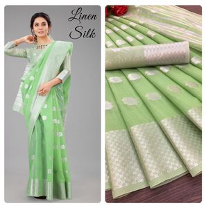 Saree de seda de lino suave con Chit Pallu, nuevo diseño exclusivo, trabajo con bordado, blusa de seda, el mejor precio - Product Image 4