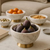Ensemble de bols de service en marbre de luxe avec base dorée, faits à la main et personnalisables pour le Ramadan et les mariages, décoration moderne pour la cuisine et la maison