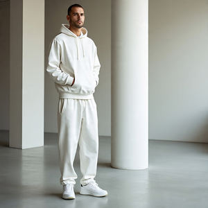 2025 Men Pullover Hoodie & Baggy Pants / Oversized Cotton High Quality Heavyweight Tracksuit / <b>Wide</b> <b>Leg</b> <b>Cargo</b> Straight Pants - Product Image 4