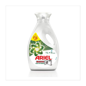 Para detergente líquido Ariel de 1 litro de larga duración, elimina sorprendentemente las manchas resistentes, deja la ropa fresca y brillante para uso en el baño - Product Image 1